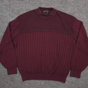 Baracuta Sweater Mens XL Burgundy Textured 3D Lightweight Thin Retro Pullover